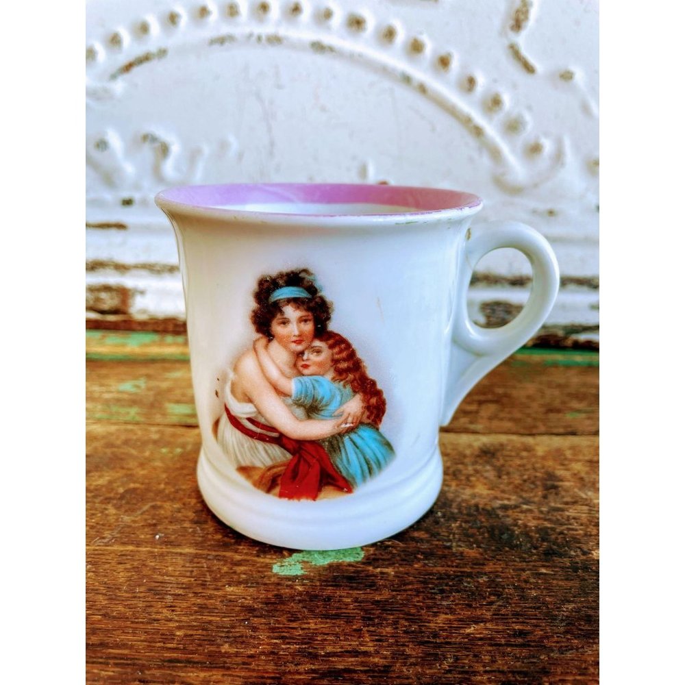 Antique German Porcelain Cup/Mug Mother Daughter